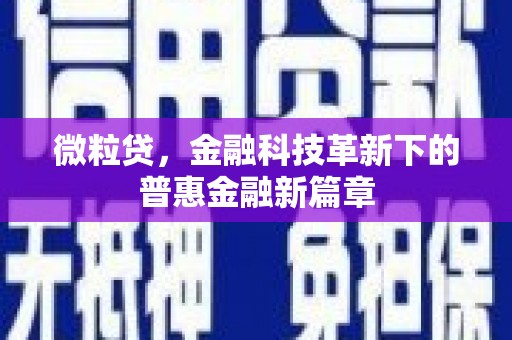 朔城微粒贷，金融科技革新下的普惠金融新篇章