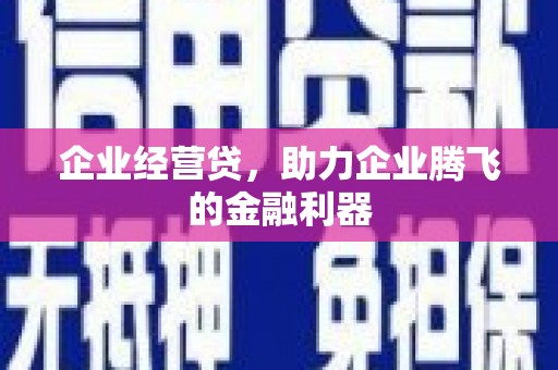 朔城企业经营贷，助力企业腾飞的金融利器