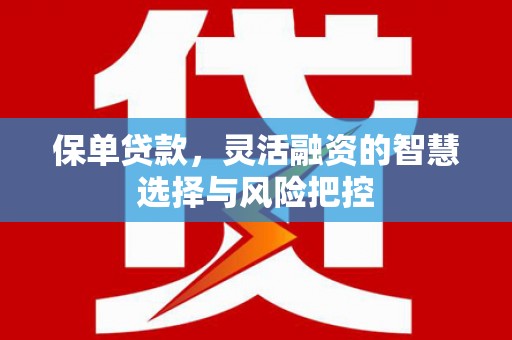 朔城保单贷款，灵活融资的智慧选择与风险把控