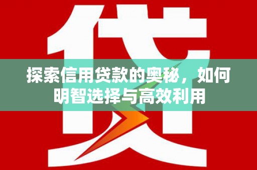 朔城探索信用贷款的奥秘，如何明智选择与高效利用